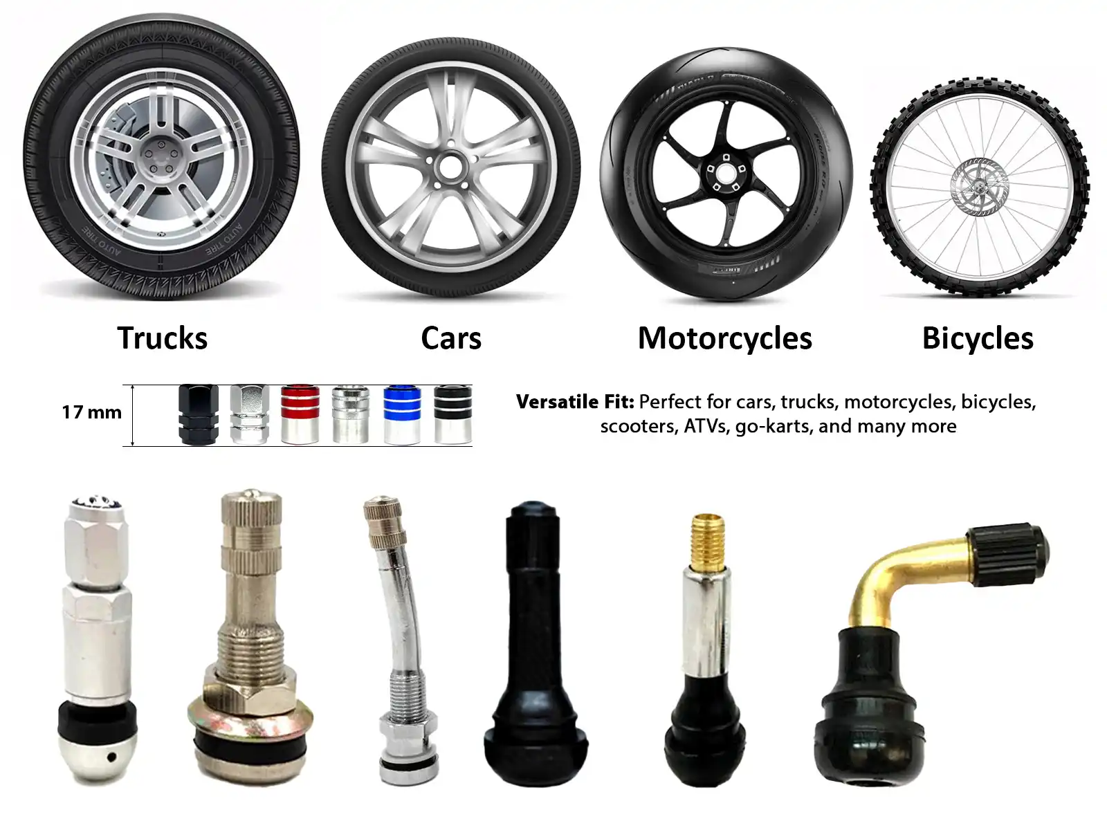 Tyres Valve Caps for Bikes Contest Metallic Trim